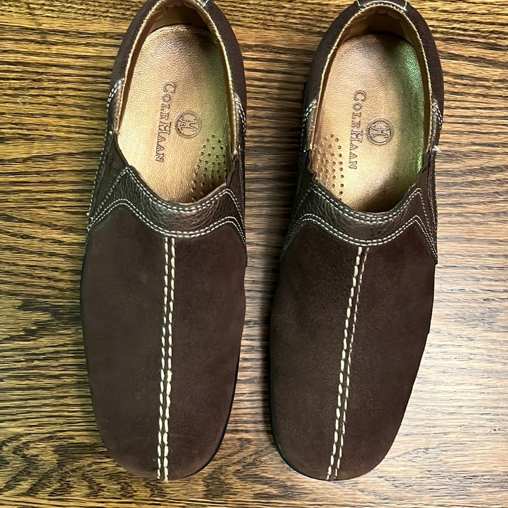 COLE HAAN suede slip on Water Proof shoes.